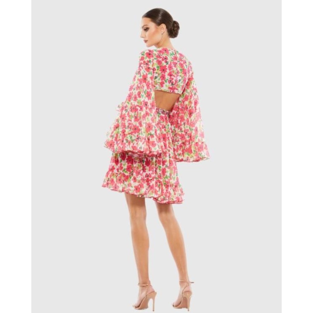 Mac Duggal Floral Pink Mini Dress - Picture 2 of 8
